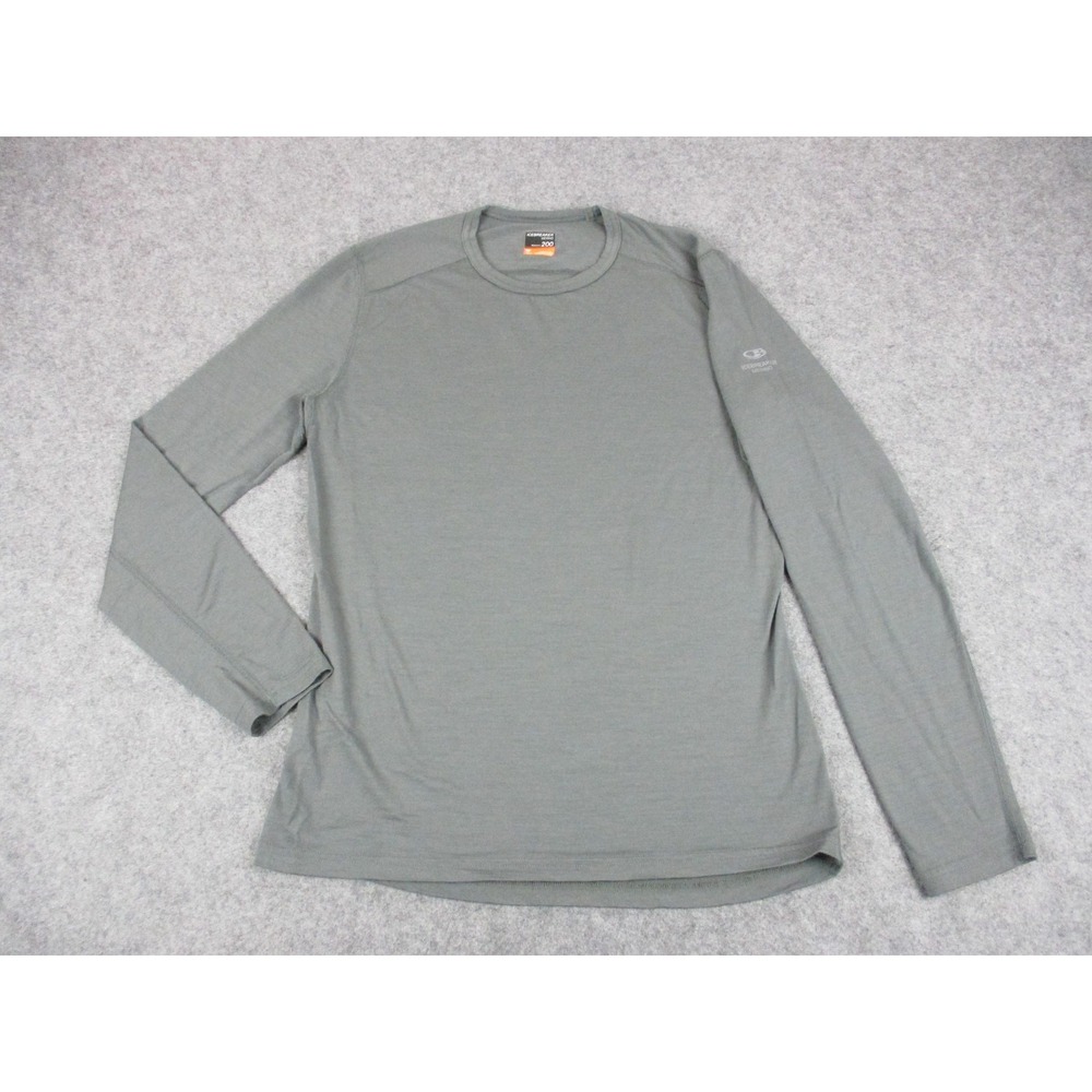 Icebreaker Shirt Mens Medium Gray Bodyfit 200 Merino Wool Long Sleeve Baselayer